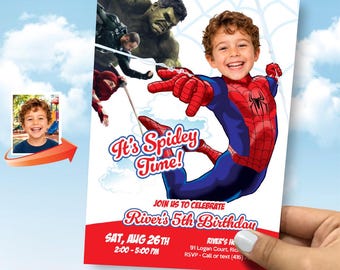 Custom Spider-Man Birthday Party Template Featuring Child as Spidey. 2492INB