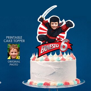 24 Decorazioni Glitterate Per Cupcake A Tema Ninja: Arti Marziali, Karate, Kung Fu. Per Feste Di Compleanno Bambini!