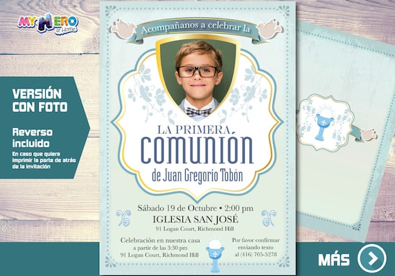 Invitacion para Primera Comunion para Ninos. 1era Comunion Invitacion. Invitacion 1era comunion. Invitacion Digital 1era Comunion. 379SP Il_570xn