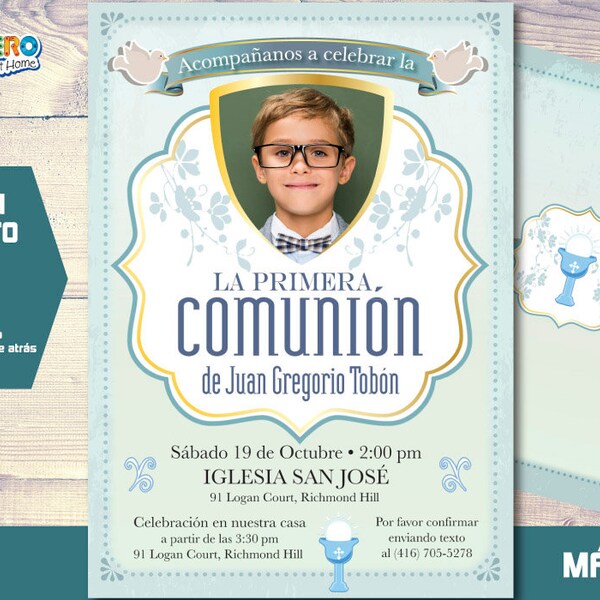 Invitacion para Primera Comunion para Ninos. 1era Comunion Invitacion. Invitacion 1era comunion. Invitacion Digital 1era Comunion. 379SP