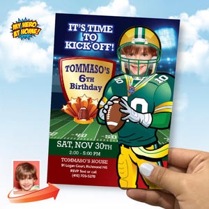 Personalized Packers Birthday party Invitation, Packers Party invitation with photo, Packers theme party, Packers template invite. 2108