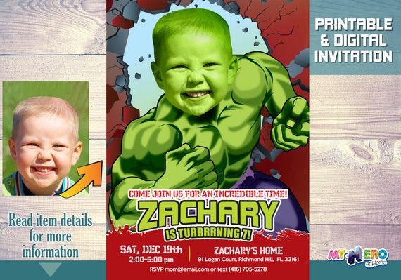 Hulk Birthday Invitation. Turn your boy into the Incredible Hulk! Hulk Birthday Party Invitation. Incredible Hulk Invite. Hulk Party. 088 Il_570xn