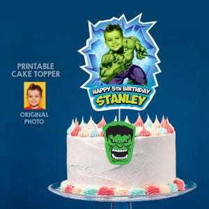 Customized Hulk Pool party Cake topper with your kid as Hulk, Hulk Splash themed party cake topper, Hulk summer party cake ideas. 2293CT2
