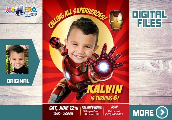 Iron Man Birthday Invitation, Iron man Party Invitation, Iron Man Digital Invitation, Ironman invitation, Ironman birthday invitation. 098 Il_570xn
