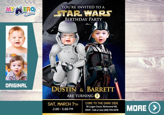 Star Wars 1st Birthday Ideas. Star Wars 1st party. Star Wars Baby Twins party. Turn your babies into Darth Vader and a Stormtrooper. 037B Il_570xn