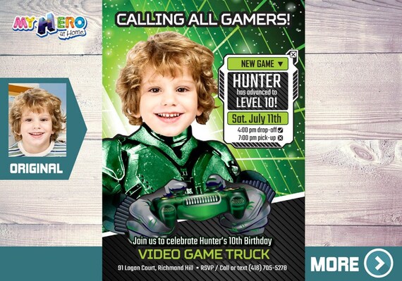 Video Gamers Birthday Invitation, Video games Birthday Invitation, Game On Party Invitation, Video Game Truck Party, 432 Il_570xn