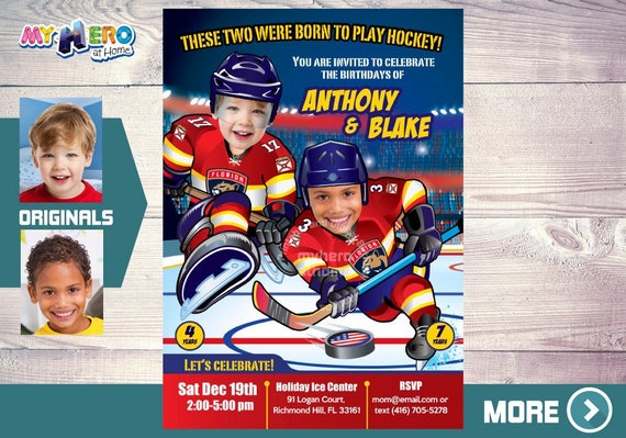 Florida Panthers Siblings Invitation. Florida Panthers Party. Joint Hockey Birthday Invitation. Florida Panthers Siblings Birthday. 339 Il_570xn