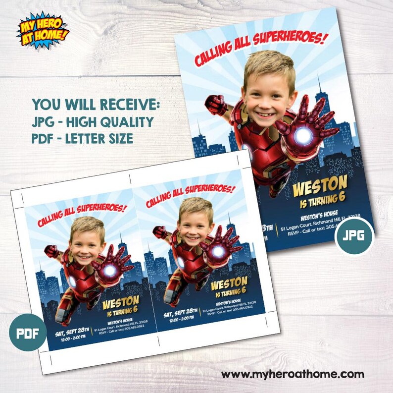 Iron Man Birthday Invitation Featuring Child as the Star, Ironman ...