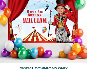 Circus Greatest Show Birthday Backdrop with your kid as the ringleader. 2371BB3
