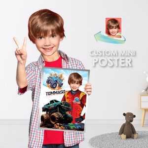 Personalized Monster Truck Print, Monster Truck gifts with photo, Monster Jam Print, Monster Truck bedroom, Gifts of Monster Truck. 916