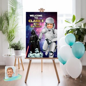 Custom Stormtrooper Welcome sign with photo, Stormtrooper welcome party, Stormtrooper Birthday Sign, Stormtrooper Star Wars Party Sign 832WS