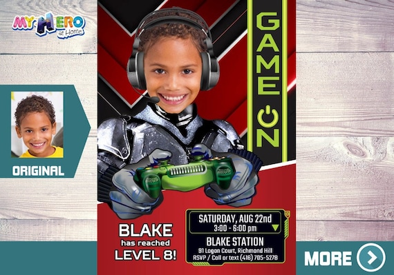 Video Gamers Party Invitation, Video gamers Theme Party, Game On Birthday Invitation, Video Games Battle Party, Gamers Virtual Party, 433B Il_570xn