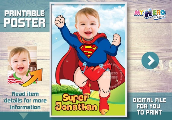 Baby Superman Custom Poster. Turn your little baby into Superman for his own unique Superhero Poster. Baby Superman Custom Poster. 368 Il_570xn