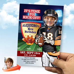 Football Bears Invitation, Custom Bears template Invitation, Football Bears birthday, Bears theme Party, Bears invitation with photo. 746IN