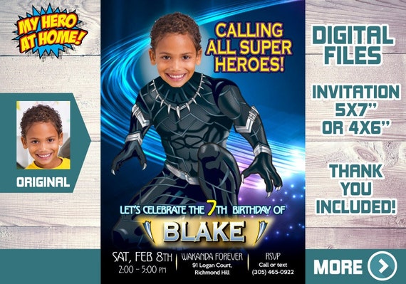 Black Panther Birthday Invitation, Black Panther Theme Party, Black Panther thank you, Black Panther favor tags, Wakanda Forever Party. 161C Il_570xn