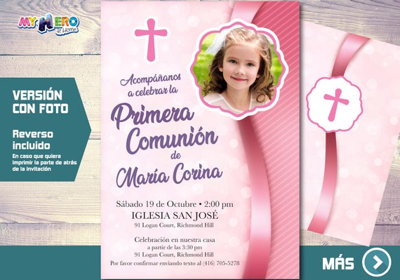 Invitacion para Primera Comunion para Ninas. 1era Comunion Invitacion. Invitacion 1era comunion. Invitacion Digital 1era Comunion. 384SP Il_570xn
