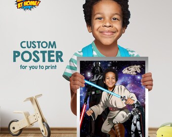 Personalized Jedi Gifts with photo, Star Wars Custom Print. 497B