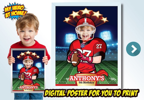 Custom Football Poster, Football Room Decor, Football Poster with photo, Football Gifts, Custom Football decoration, Football Party. 623 Il_570xn