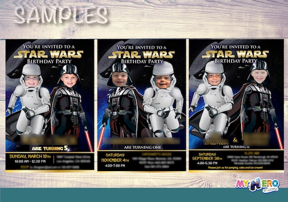 037B Turn your babies into Darth Vader and a Stormtrooper Star Wars Baby Twins Birthday Invitation Star Wars First Birthday Party Ideas