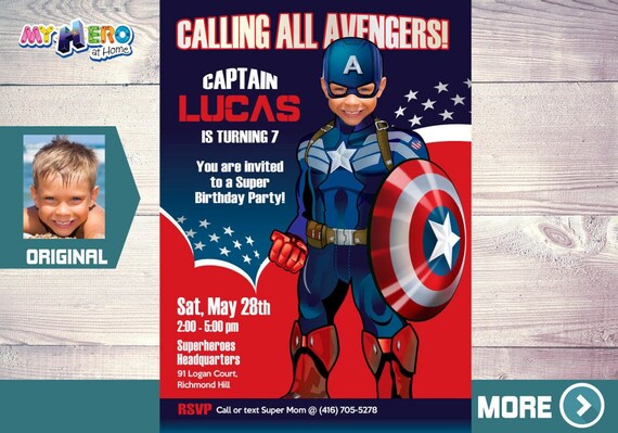 Captain America Invitation, Captain America Birthday, Captain America Party, Avengers Digital Invitation, Avengers Birthday, 074 Il_570xn