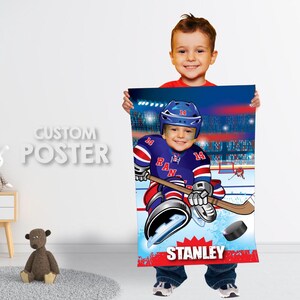 Personalized Rangers Hockey poster with photo, Rangers Hockey Gifts with photo, Printable Gifts of Hockey, Kids Gifts themed Hockey. 2230PG