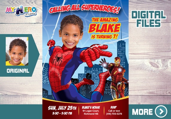 Spiderman Digital Invitation, Spider-man theme Party, Spider-Man Favor tags, Spiderman party favors, SpiderMan thanks. 137 Il_570xn