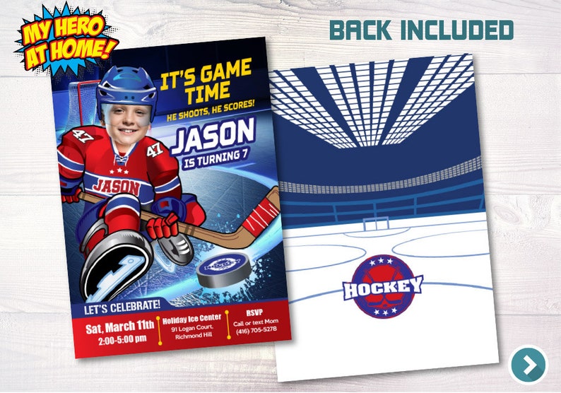 Hockey Invitation Hockey Photo Invitation Custom Hockey Etsy