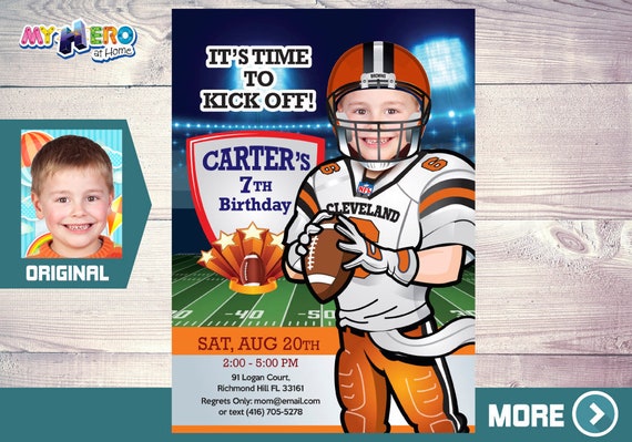 Cleveland Browns Party. American Football Birthday. Football Party Invitation. Cleveland Browns Birthday Invitation. 390 Il_570xn