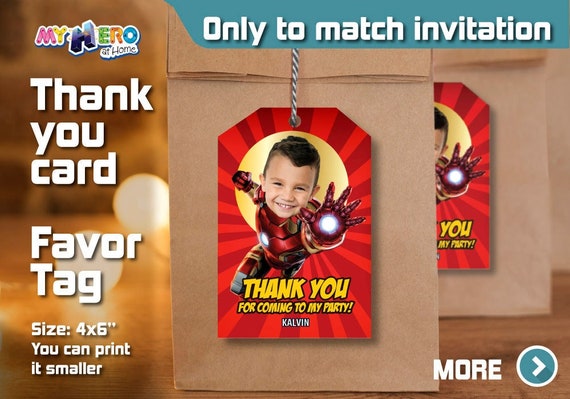 Matching Iron Man Thank You for Coming, Iron Man Favor Tag, Iron Man Thank You Card, Ironman Party favors. 098B Il_570xn