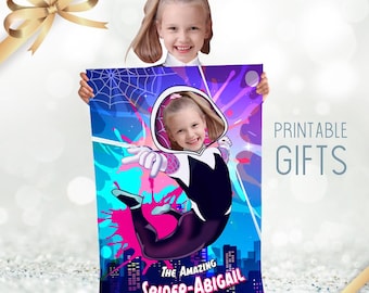 Póster de araña fantasma con tu chica como protagonista, regalos imprimibles de Gwen Stacy. 2046GF