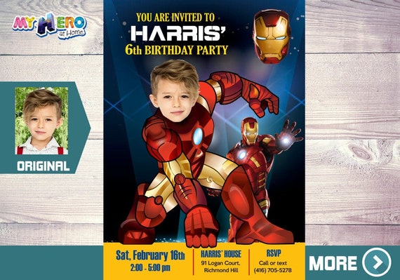 Ironman Invitation. Iron Man Birthday Invitation. Ironman Avengers Birthday. Iron Man Party. Invitación de Ironman. Ironman Bday Decor. 096 Il_570xn