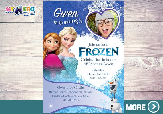 Frozen Photo Invitation. Frozen Digital Invitation. Frozen Invitation. Frozen Birthday Ideas. Elsa Party Ideas. Frozen party decor. 275 Il_570xn