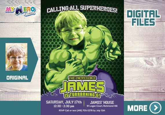 Hulk Birthday Invitation, Hulk theme party, Hulk Digital Invitation, Hulk Thank You, Hulk favor tags, Hulk Party favors, Hulk Party. 089 Il_570xn