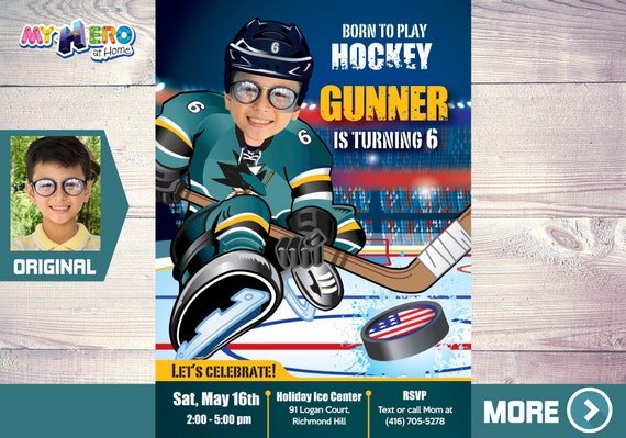San Jose Sharks Invitation. Hockey Birthday Invitation. San Jose Sharks Birthday. Sharks Hockey Party. Hockey Party Invitation. 330 Il_570xn