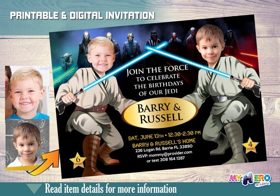 037B Turn your babies into Darth Vader and a Stormtrooper Star Wars Baby Twins Birthday Invitation Star Wars First Birthday Party Ideas