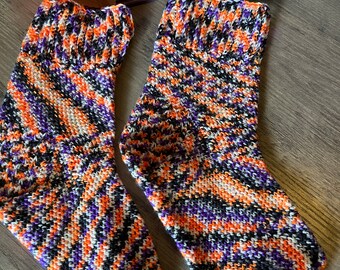 Spooky Halloween hand crochet hand dyed socks