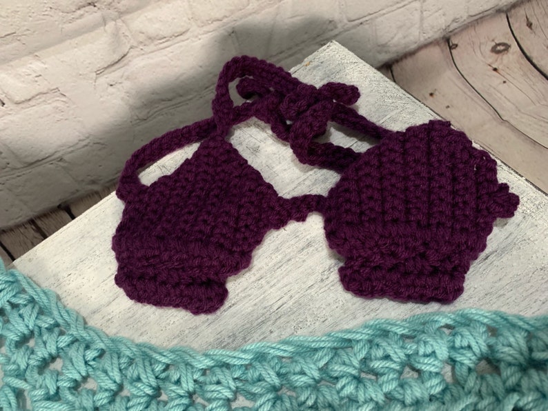 Photo prop. Toddler size Mermaid tail blanket with shell bra