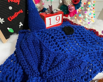 Shark Blanket (Adult/Teen Size), Blue, Crochet