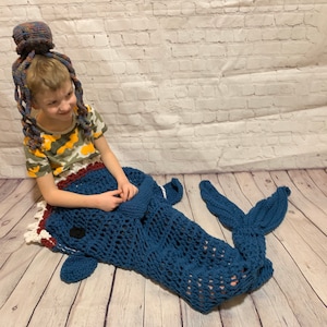 Shark Blanket child/toddler size, crochet (made to order)