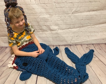 Shark Blanket child/toddler size, crochet (made to order)