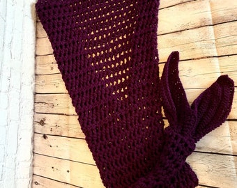 Mermaid tail, kids, blanket, purple, (ready to ship)