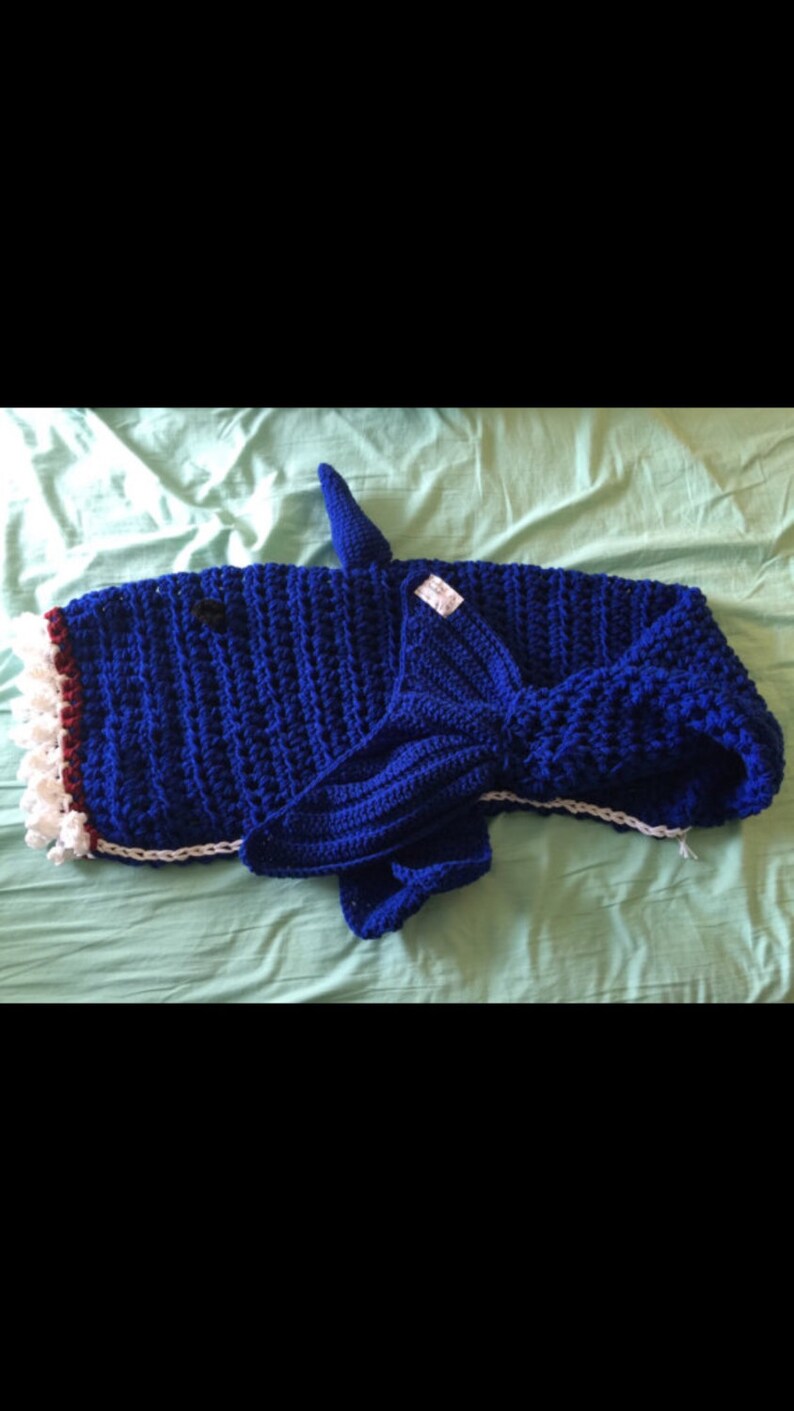 Shark Blanket Adult/Teen Size, Blue, Crochet image 2