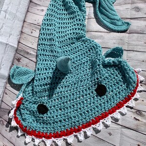 Shark Blanket Adult/Teen Size, Soft green, Shark Week image 5