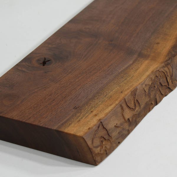 Black walnut Live edge floating shelf Item #251 Complete with Mounting Bracket,Hardware, and Instructions for Installation 7"- 8" x 26"