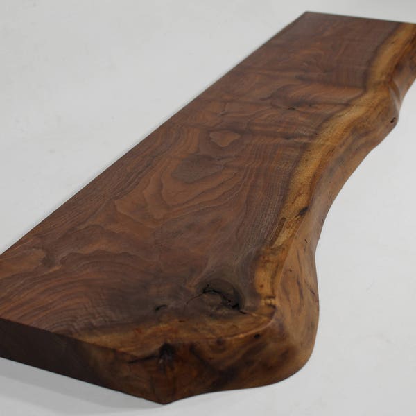 Black walnut Live edge floating shelf Item #249 Complete with Mounting Bracket,Hardware, and Instructions for Installation 8" x 38"