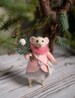 Needle Felted mouse , Woolen mouse , Christmas mouse , Christmas twig , Christmas Decoration , Art Doll , Waldorf animal , Eco-friendly 