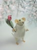 Needle Felted Animal , Mouse with a bouquet , Decoration , Art Doll , Waldorf animal , Eco-friendly 