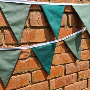 Double sided fabric Forrest sage green bunting garland bunting 3m with white trim