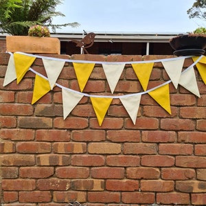 Mustard Bunting. Double sided Fabric  garland bunting 3m with white trim