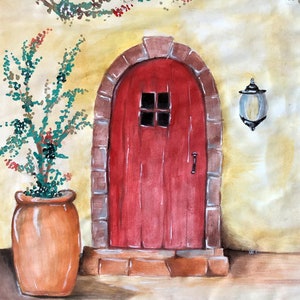 Tuscan Door Watercolor Print
